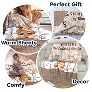 Gift For Couples, Pet Couple, Pet Lovers, Gift For Husband, Gift For Wife, Cat Lovers, Dog Lovers, Cat Couple, Dog Couple - My Cat Cuddling Blanket Chibi - Personalized Fleece Blanket, Sherpa Blanket