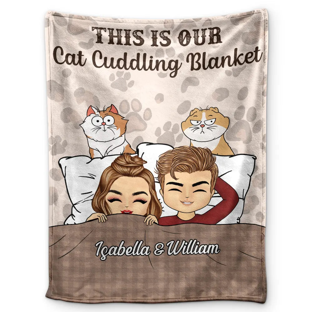 Gift For Couples, Pet Couple, Pet Lovers, Gift For Husband, Gift For Wife, Cat Lovers, Dog Lovers, Cat Couple, Dog Couple - My Cat Cuddling Blanket Chibi - Personalized Fleece Blanket, Sherpa Blanket