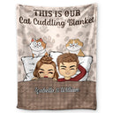 Gift For Couples, Pet Couple, Pet Lovers, Gift For Husband, Gift For Wife, Cat Lovers, Dog Lovers, Cat Couple, Dog Couple - My Cat Cuddling Blanket Chibi - Personalized Fleece Blanket, Sherpa Blanket
