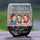Gift For Bestie - Besties Right In The Throat - Personalized Stemless Wine Glass