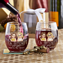 Gift For Bestie - Besties Right In The Throat - Personalized Stemless Wine Glass