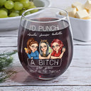 Gift For Bestie - Besties Right In The Throat - Personalized Stemless Wine Glass