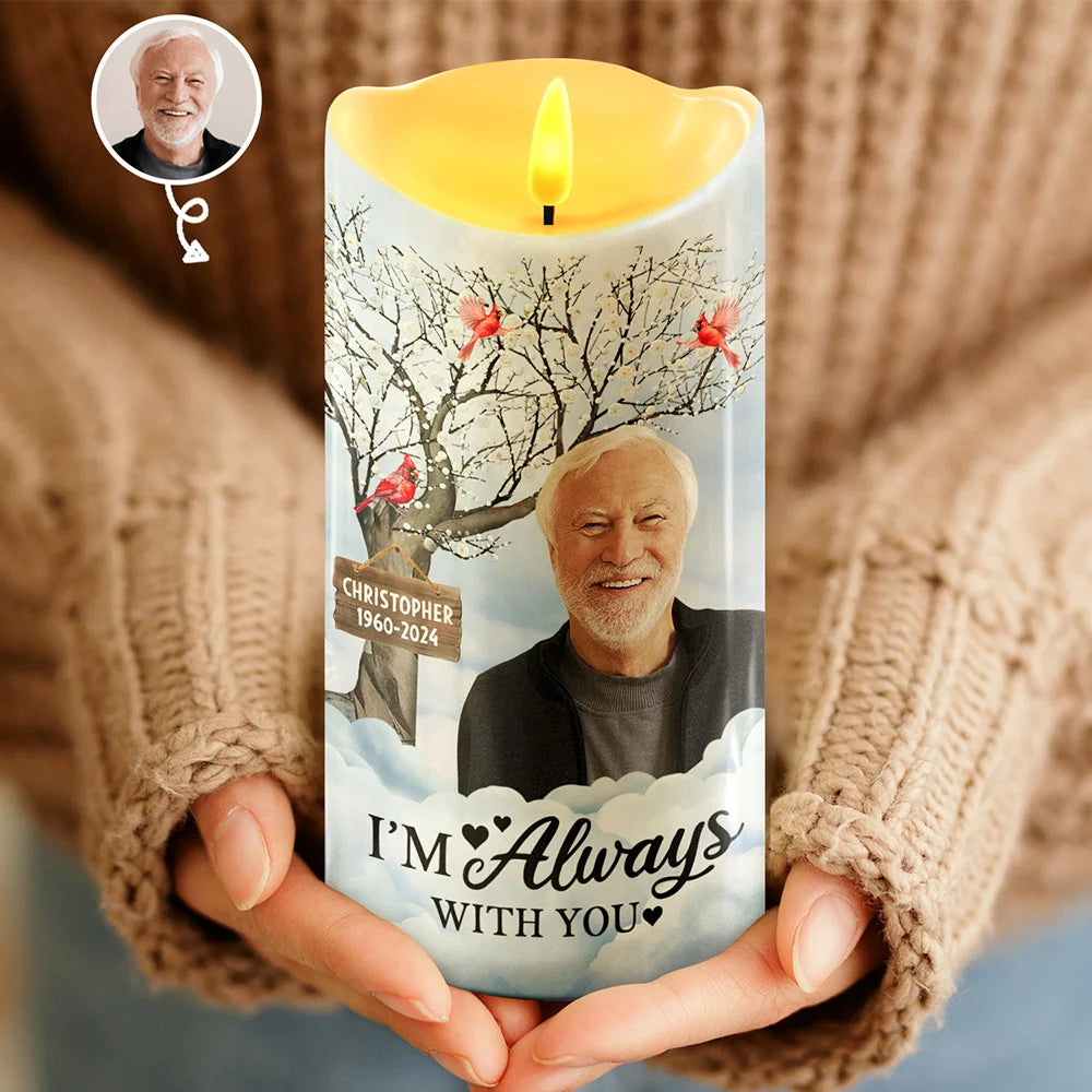 Memorial - Custom Photo I'm Always With You Memorial - Personalized Flameless LED Candle