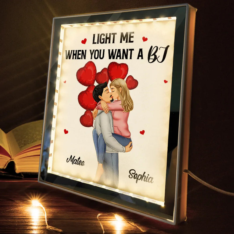 Couple Light Me When You Want - Lampe LED personnalisée avec cadre pour miroir