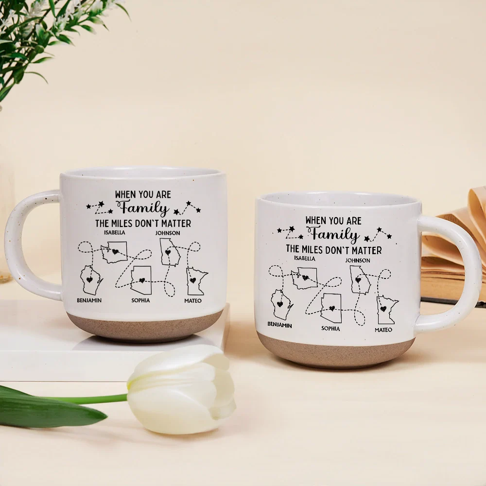 Gift For Bestie,Family,Love - Never Too Far To Drink Together - Personalized Pottery Mug