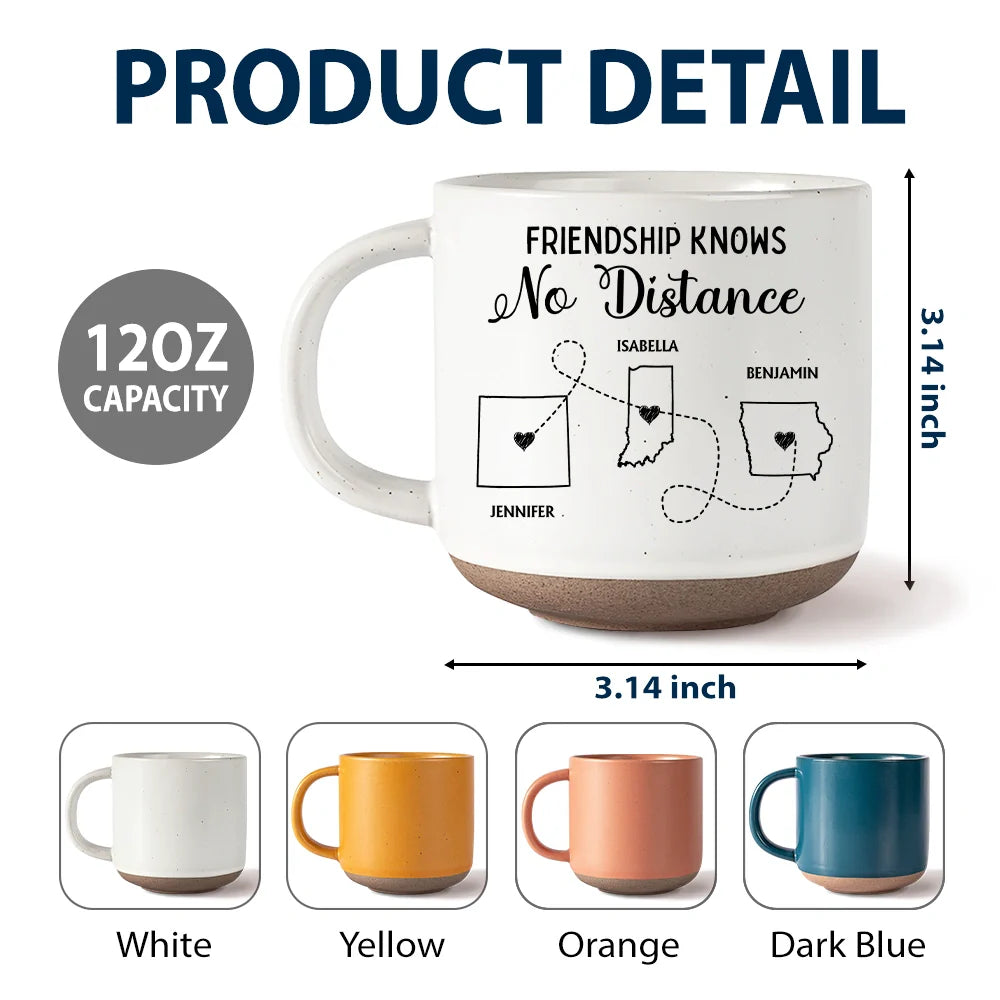 Gift For Bestie,Family,Love - Never Too Far To Drink Together - Personalized Pottery Mug