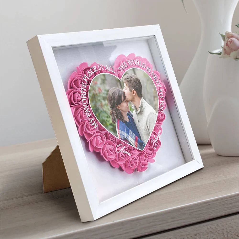 Gift For Couples,Gift For Wife,Gift For Girlfriend - Custom Photo You & Me We Got This - Personalized Flower Shadow Box
