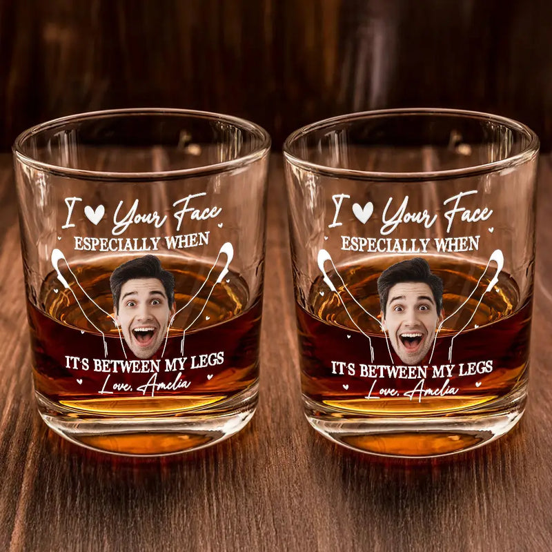 Gift For Couples, Gift For Husband, Gift For Wife, Gift For Boyfriend, Gift For Girlfriend - Custom Photo Couple Love Your Face - Personalized Whiskey Glass
