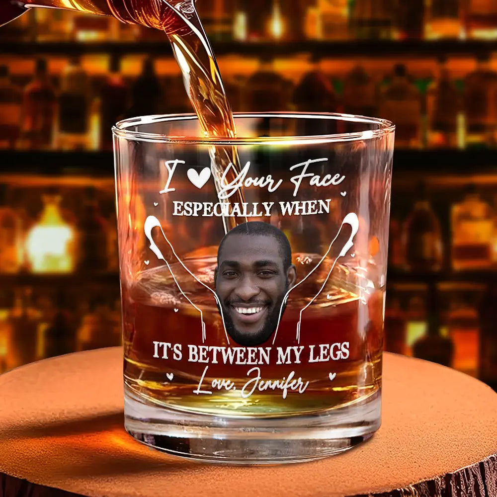 Gift For Couples, Gift For Husband, Gift For Wife, Gift For Boyfriend, Gift For Girlfriend - Custom Photo Couple Love Your Face - Personalized Whiskey Glass
