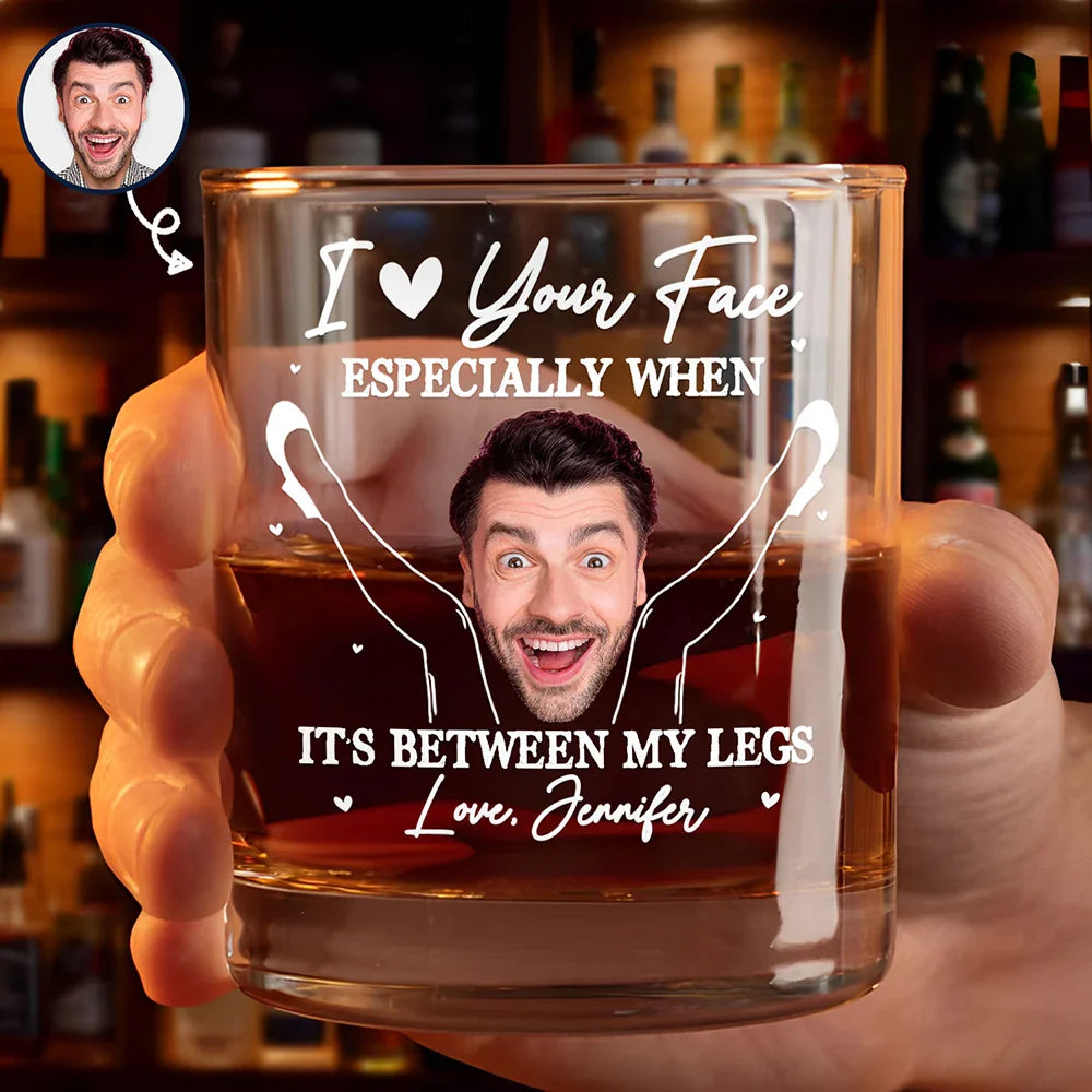 Gift For Couples, Gift For Husband, Gift For Wife, Gift For Boyfriend, Gift For Girlfriend - Custom Photo Couple Love Your Face - Personalized Whiskey Glass
