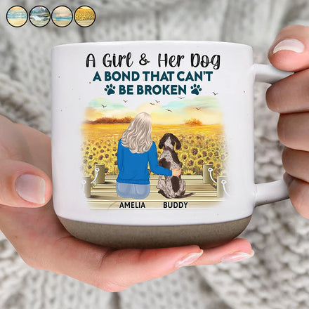 Une fille et son chien : un lien indéfectible - Mug en céramique personnalisé