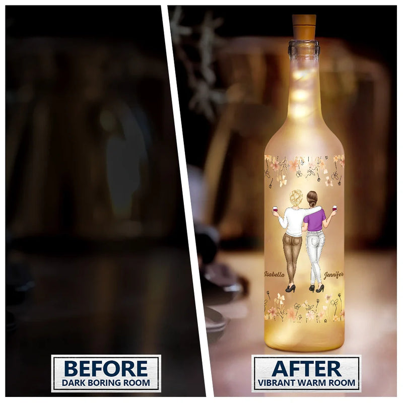 Gift For Bestie,Happy - Bestie Because Of You I Laugh A Little Harder - Personalized Bottle Light