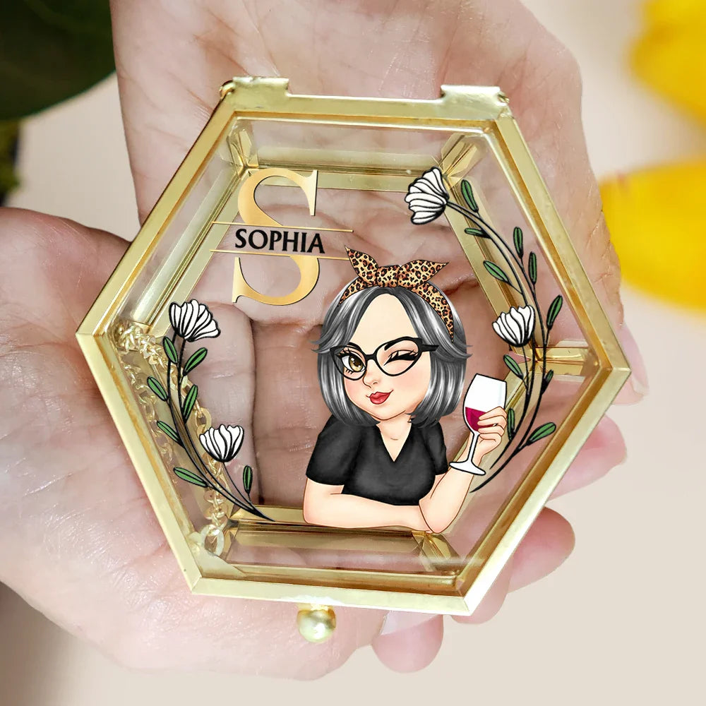 Gift For Yourself, Gift For Women - Monogram Botanical Women - Personalized Glass Jewelry Box
