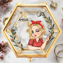 Gift For Yourself, Gift For Women - Monogram Botanical Women - Personalized Glass Jewelry Box