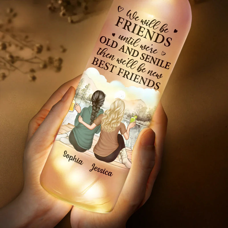 Gift For Bestie - A True Friendship Is A Journey Without An End - Personalized Bottle Light