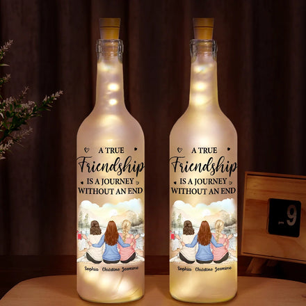 Une véritable amitié est un voyage sans fin - Bouteille lumineuse personnalisée