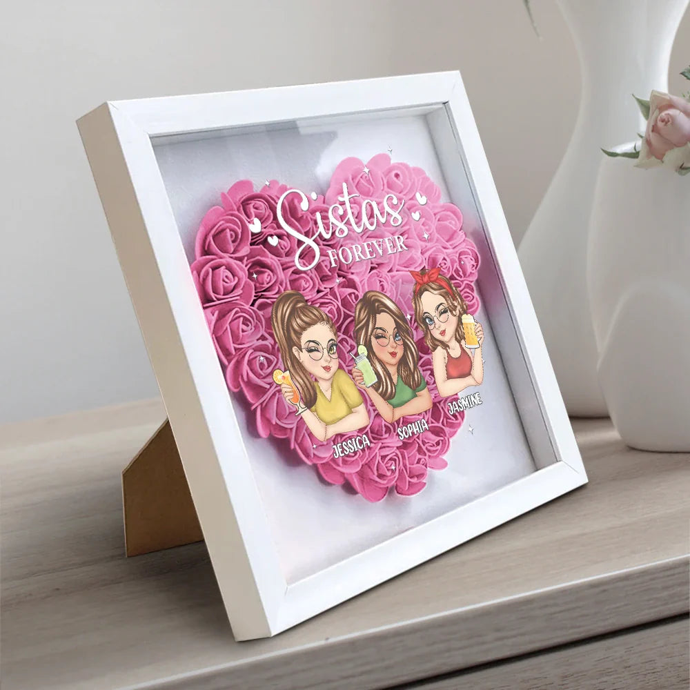 Gift For Bestie - Besties Forever - Personalized Flower Shadow Box

