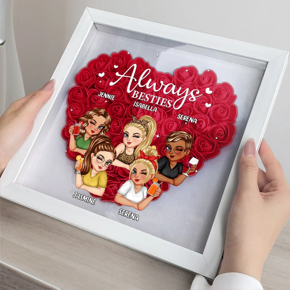 Gift For Bestie - Besties Forever - Personalized Flower Shadow Box
