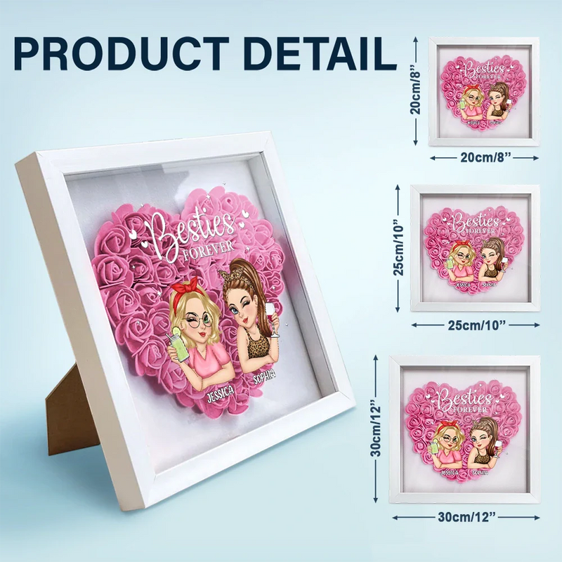 Gift For Bestie - Besties Forever - Personalized Flower Shadow Box
