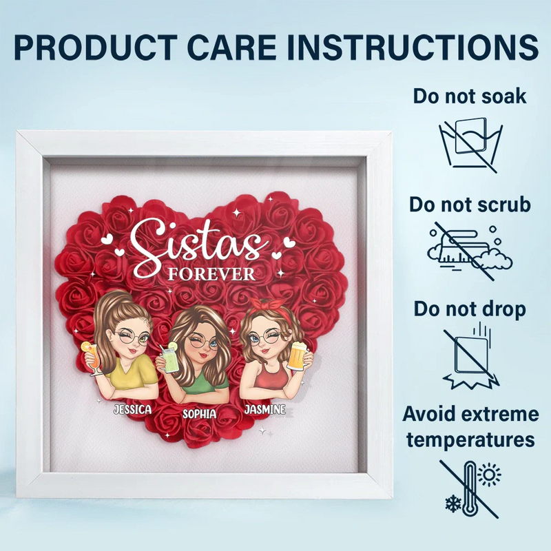 Gift For Bestie - Besties Forever - Personalized Flower Shadow Box
