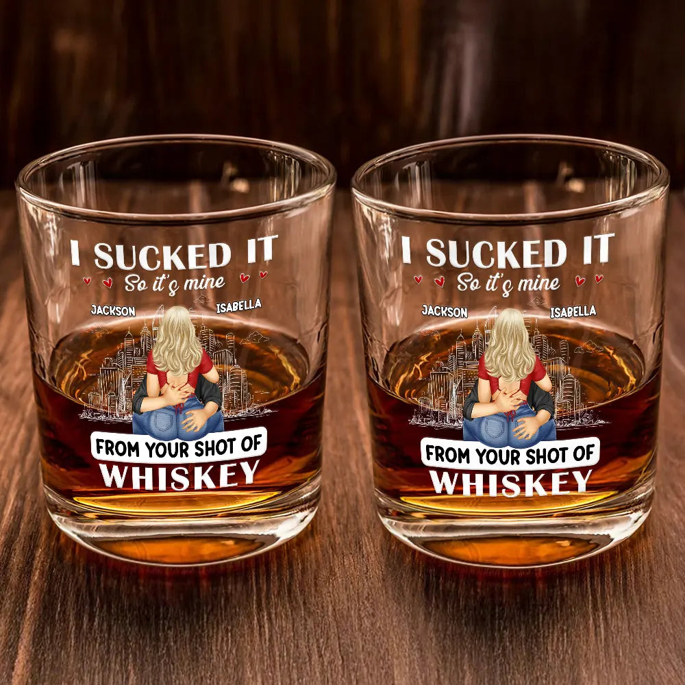 Gift For Couples, Gift For Husband, Gift For Wife, Gift For Boyfriend, Gift For Girlfriend - Couple I Licked It So It's Mine - Personalized Whiskey Glass
