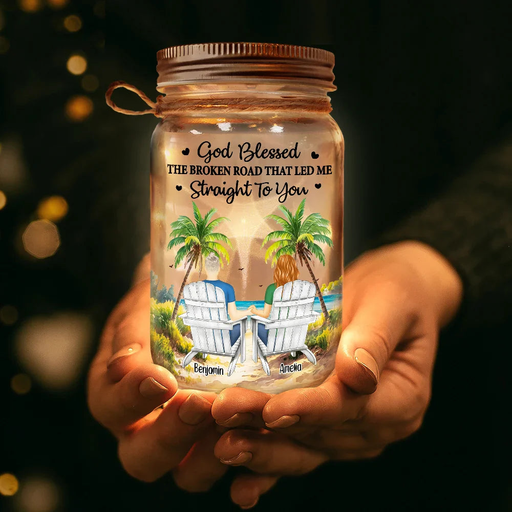 Gift For Couples,Gift For Husband,Gift For Wife,Gift For Boyfriend,Gift For Girlfriend,Love - You & Me We Got This Landscape - Personalized Mason Jar Light