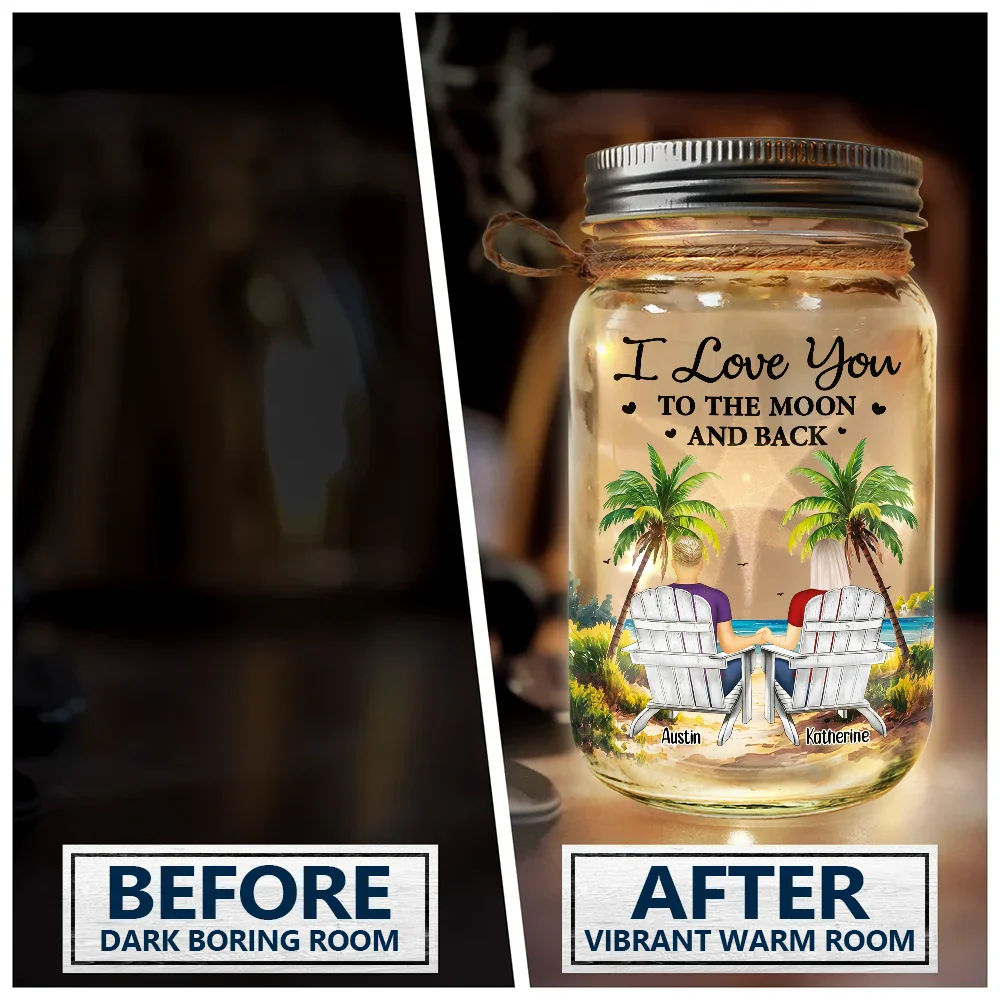 Gift For Couples,Gift For Husband,Gift For Wife,Gift For Boyfriend,Gift For Girlfriend,Love - You & Me We Got This Landscape - Personalized Mason Jar Light