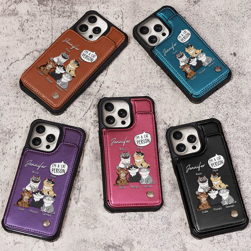 Dog Lovers, Dog Mom, Dog Dad - I'm A Cat Person - Personalized Leather Flip Wallet Phone Case