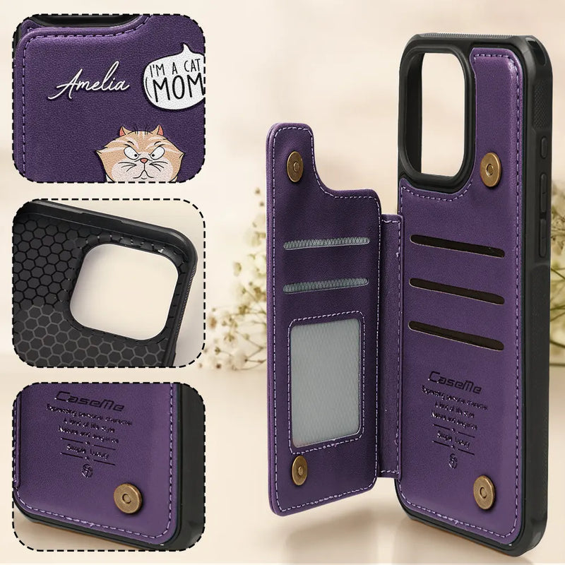 Dog Lovers, Dog Mom, Dog Dad - I'm A Cat Person - Personalized Leather Flip Wallet Phone Case