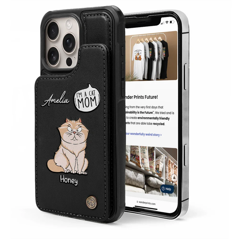 Dog Lovers, Dog Mom, Dog Dad - I'm A Cat Person - Personalized Leather Flip Wallet Phone Case