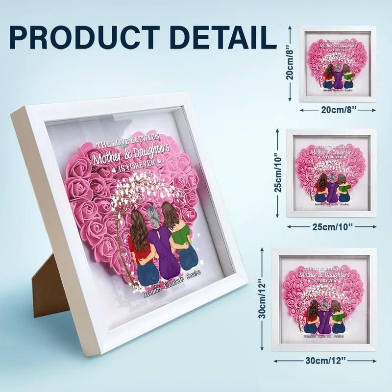 Gift For Mother,Gift For Daughter,Mom - Daughters (Adult),Love - The Love Between Mother & Daughters Is Forever - Personalized Flower Shadow Box
