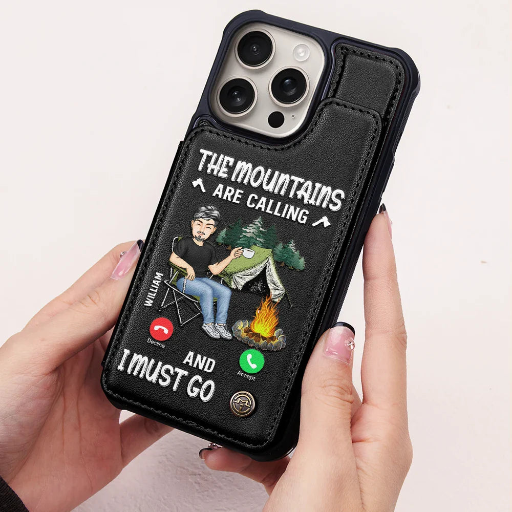 Gift For Yourself, Camping - The Campsite Is Calling - Personalized Leather Flip Wallet Phone Case