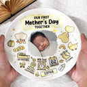 Gift For Mother, New Mom, New baby - Custom Photo Our First Mother's Day Information Icon - Personalized Ceramic Plate