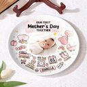 Gift For Mother, New Mom, New baby - Custom Photo Our First Mother's Day Information Icon - Personalized Ceramic Plate