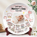 Gift For Mother, New Mom, New baby - Custom Photo Our First Mother's Day Information Icon - Personalized Ceramic Plate