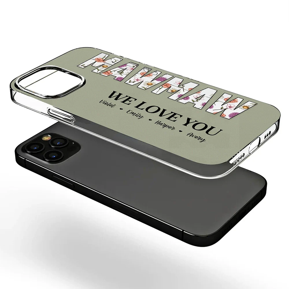 Gift For Mother, Mom, Children - Mommy Grandma Birth Month Flower We Love You - Personalized Clear Phone Case
