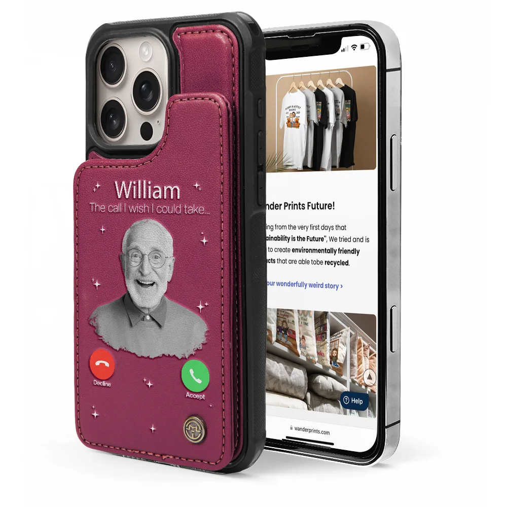 Memorial - Custom Photo The Call I Wish I Could Take - Personalized Leather Flip Wallet Phone Case
