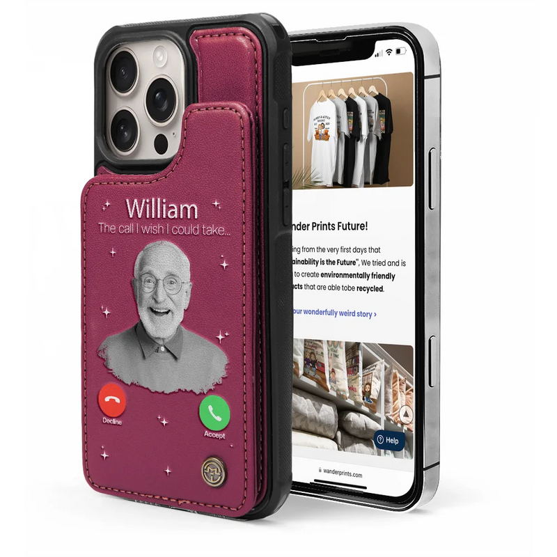 Memorial - Custom Photo The Call I Wish I Could Take - Personalized Leather Flip Wallet Phone Case