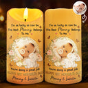 Gift For Mother, New Mom, New baby - Custom Photo I'm As Lucky As Can Be The Best Mommy Belongs To Me - Personalized Flameless LED Candle