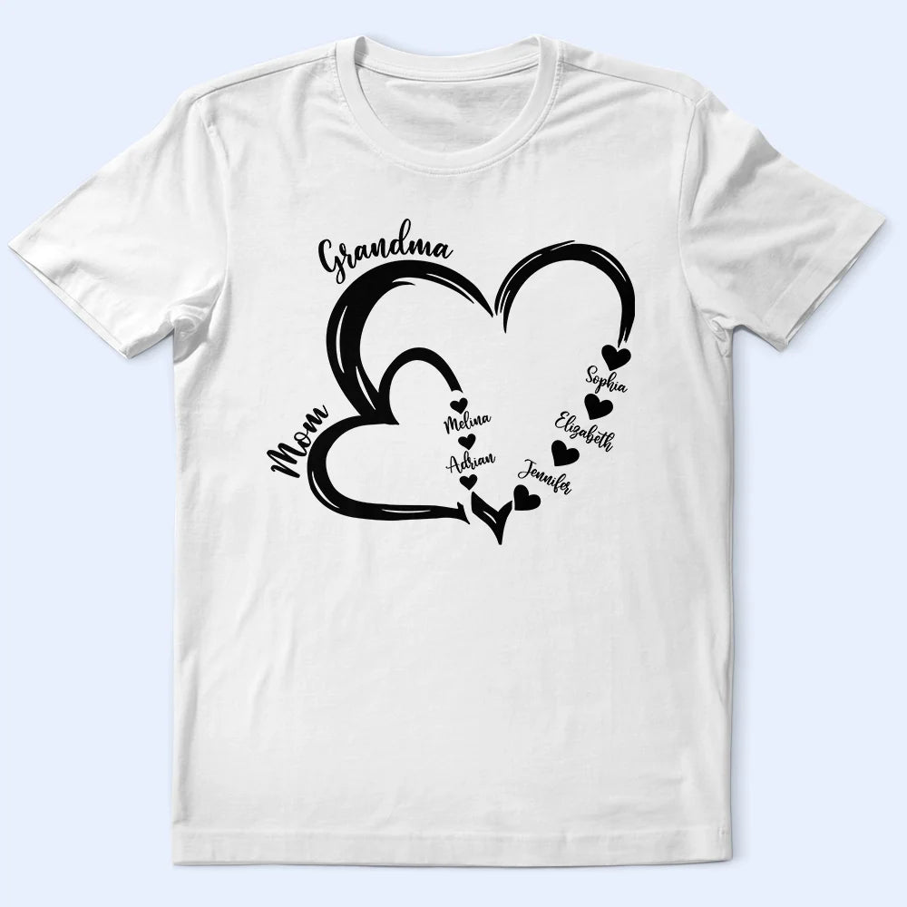 Grandma Mom Little Hearts - Personalized T Shirt