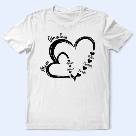 Grandma Mom Little Hearts - Personalized T Shirt