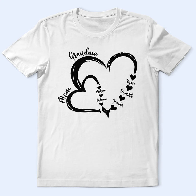 Gift For Mother,Happy,Gift For Grandma,Grandma, Grandkids - Grandma Mom Little Hearts - Personalized T Shirt
