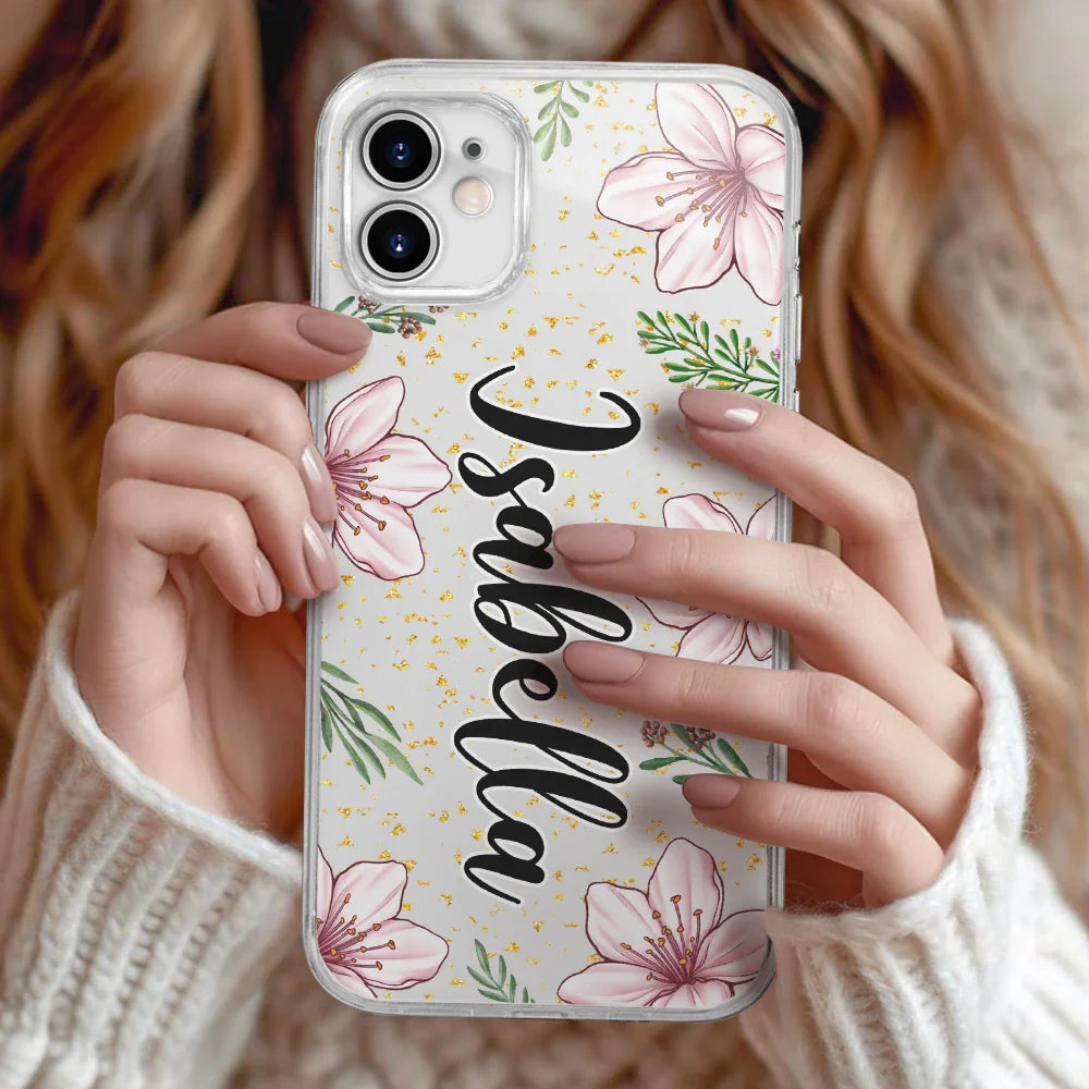 Gift For Mother,Gift For Yourself,Gift For Women - Birth Month Flower & Name - Personalized Clear Phone Case