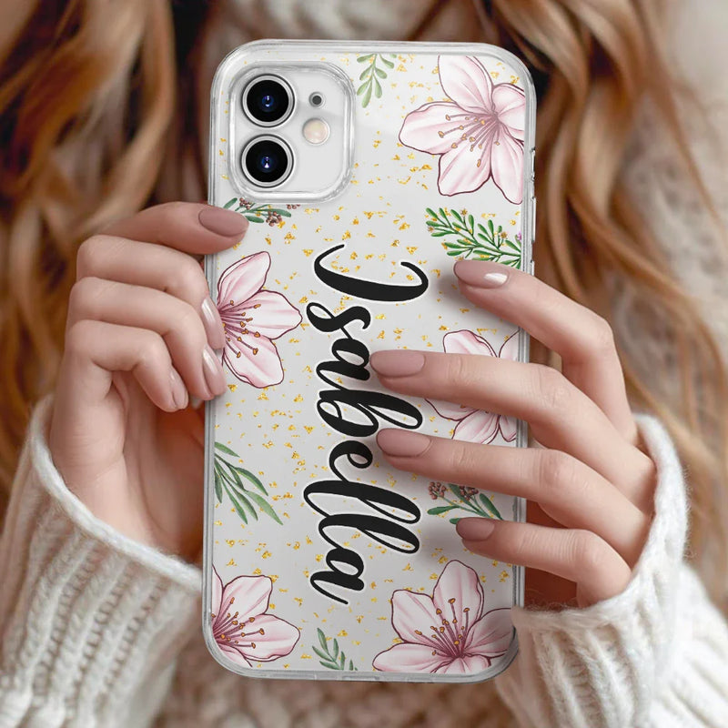 Gift For Mother,Gift For Yourself,Gift For Women - Birth Month Flower & Name - Personalized Clear Phone Case