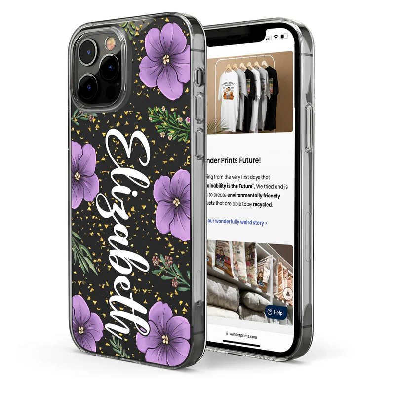 Gift For Mother,Gift For Yourself,Gift For Women - Birth Month Flower & Name - Personalized Clear Phone Case