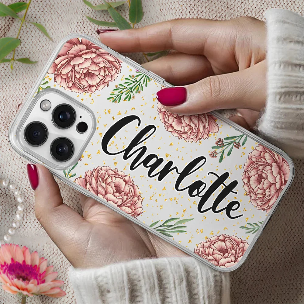 Gift For Mother,Gift For Yourself,Gift For Women - Birth Month Flower & Name - Personalized Clear Phone Case