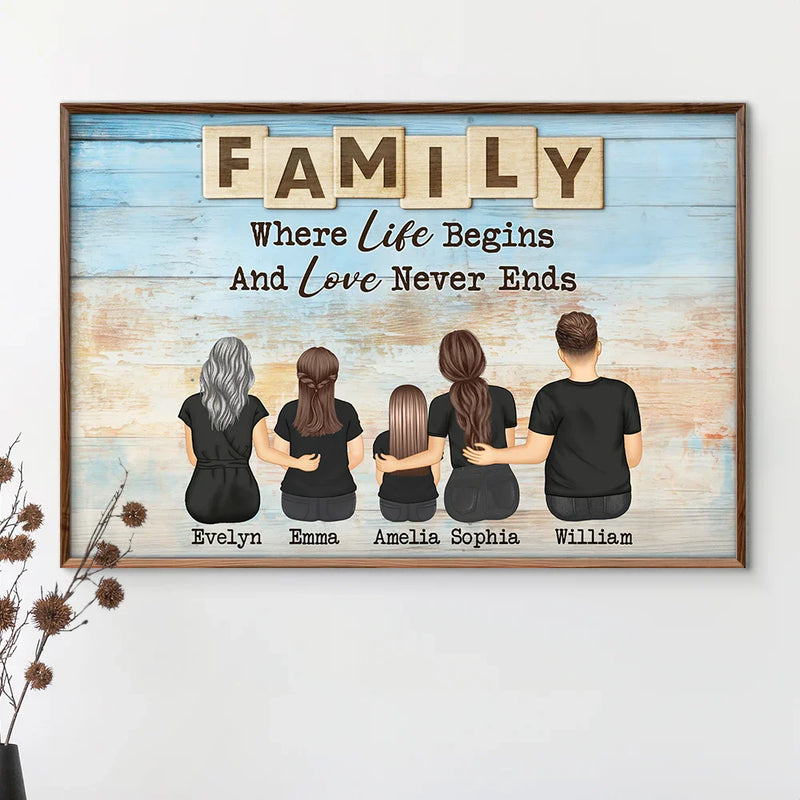 Gift For Mother,Gift For Father,Family,Happy - Family Love Never Ends - Personalized Poster