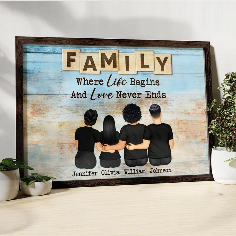 Gift For Mother,Gift For Father,Family,Happy - Family Love Never Ends - Personalized Poster