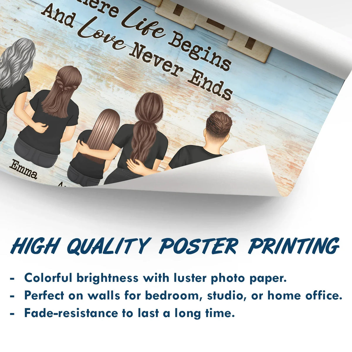 Gift For Mother,Gift For Father,Family,Happy - Family Love Never Ends - Personalized Poster