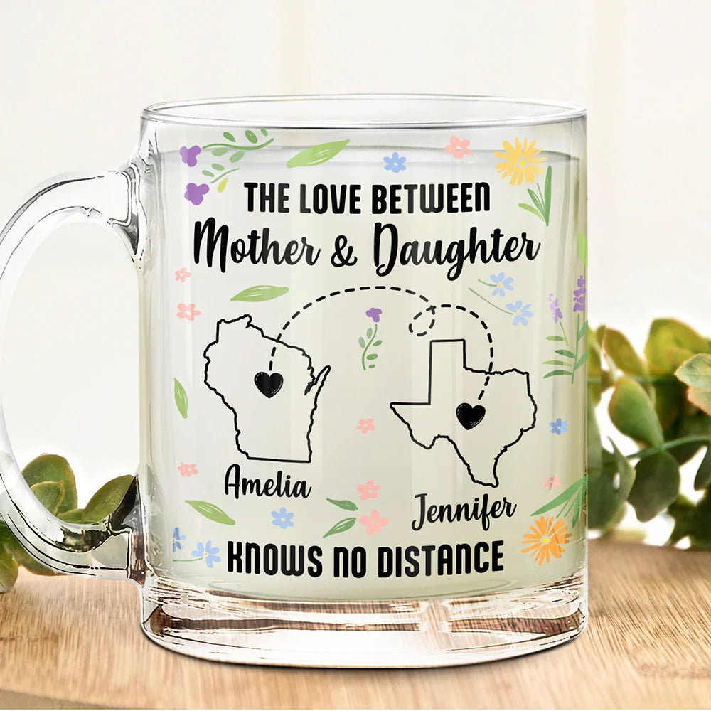 Gift For Mother,Mom,Daughters - Mother Daughter Forever Linked Together Wild Flower State - Personalized Glass Mug